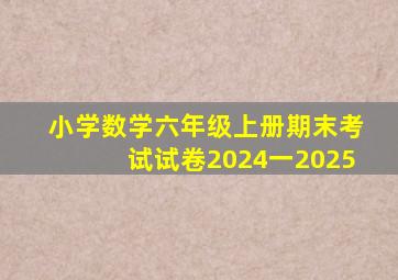 小学数学六年级上册期末考试试卷2024一2025