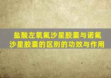 盐酸左氧氟沙星胶囊与诺氟沙星胶囊的区别的功效与作用