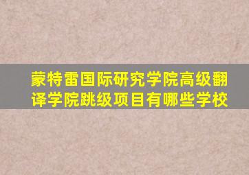 蒙特雷国际研究学院高级翻译学院跳级项目有哪些学校